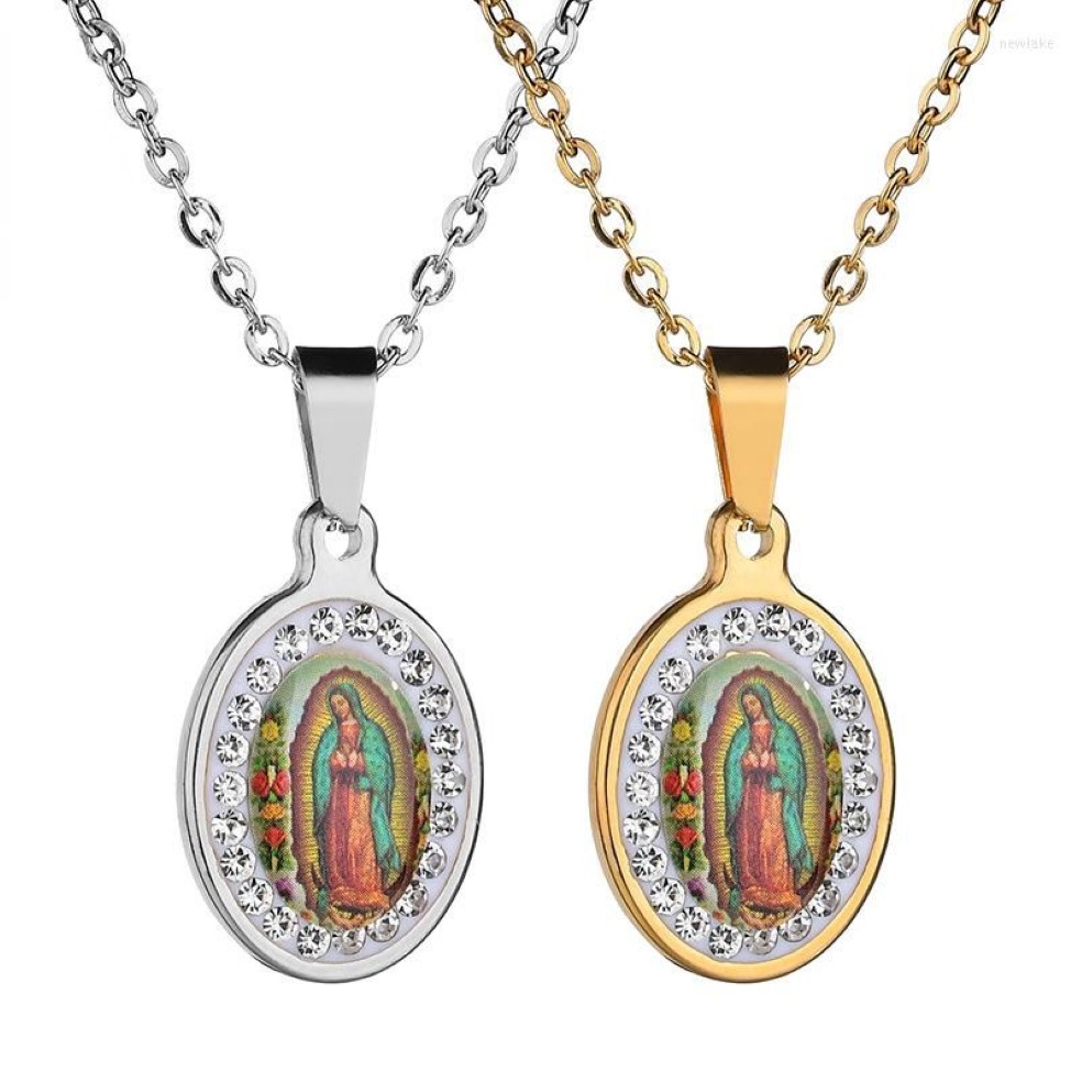 Chaines Femme Religieuse style vintage Guadalupe Catholic Church Vierge Marie Amulet Pendant Collier Ornement282A