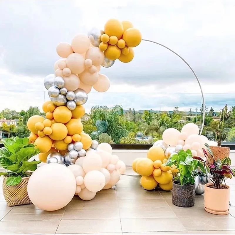 Round Metal Wedding Arch Circle Balloon Arch Stand for Garden, Yard, Lawn Wedding, Bridal, Inomoor Outdoor Party Decoration