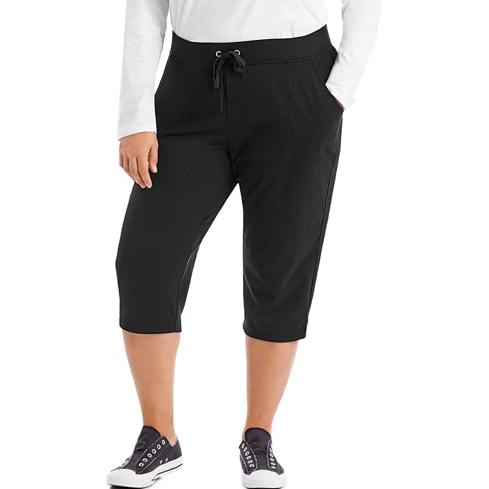 Spodnie damskie Capris Womens Plus Rozmiar sznurka sprężyste spodnie i spodnie sportowe Y240422