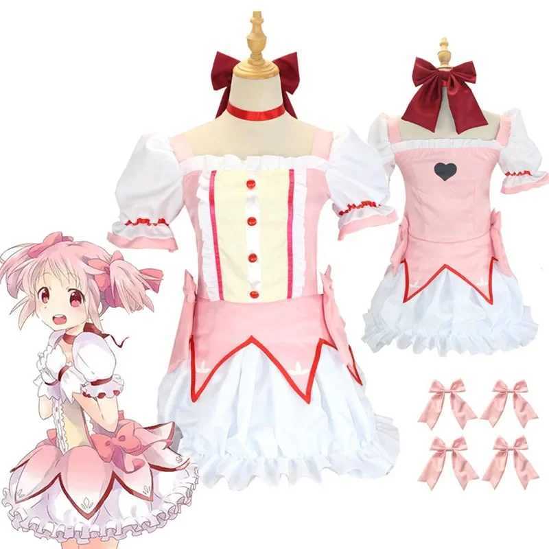 애니메이션 의상 마법의 소녀 Puella Magi Madoka Magica Homura Akemi Kaname Madoka Cosplay Mahou Shoujo Full Set Y240422를위한 유니폼과 싸우고 있습니다.