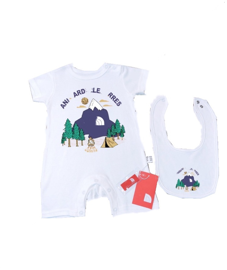 Baby Designer-Strampler mit Bibs Sets 0-24 Monate Jungen Mädchen Brief Printe Shorts Overalls Kleinkinder Kinder Baumwolle Weichklettern Z7815