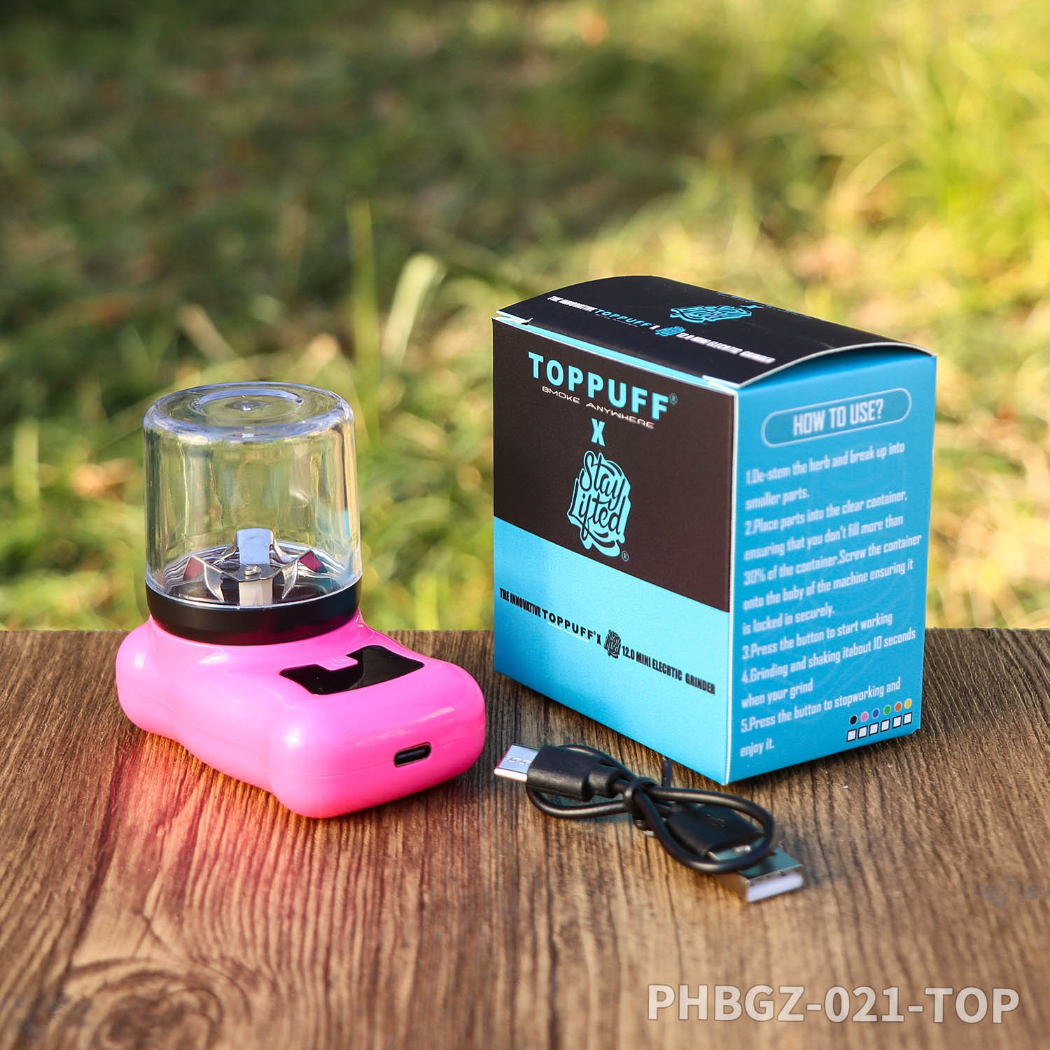 Top Mini Electric Herb Grinder accessoires fumeurs Puff USB RECHARAGE RECHARGable 42 mm Toabcco Smasher Dry Crusher Toppuff Box