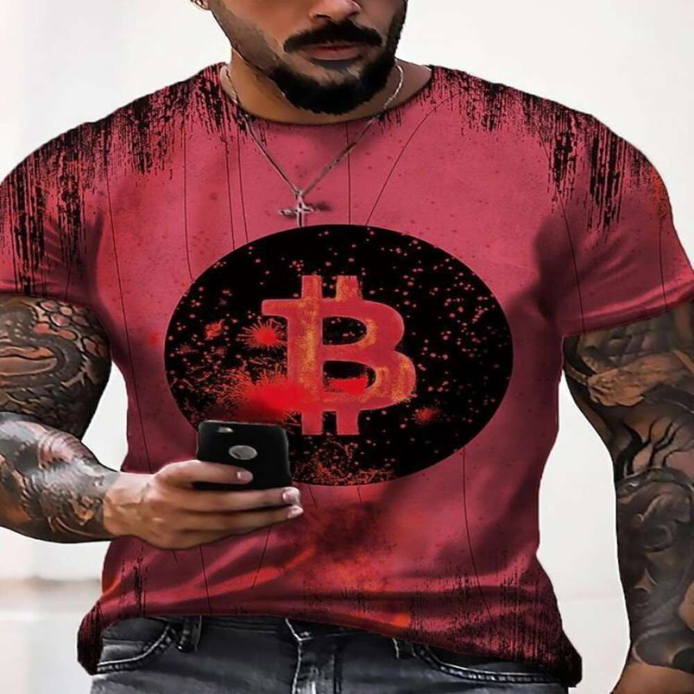 Summer New Youth Bitcoin Top 2020 Vestiti a vento Abiti asciutti 3D Digital Short Short Maniche