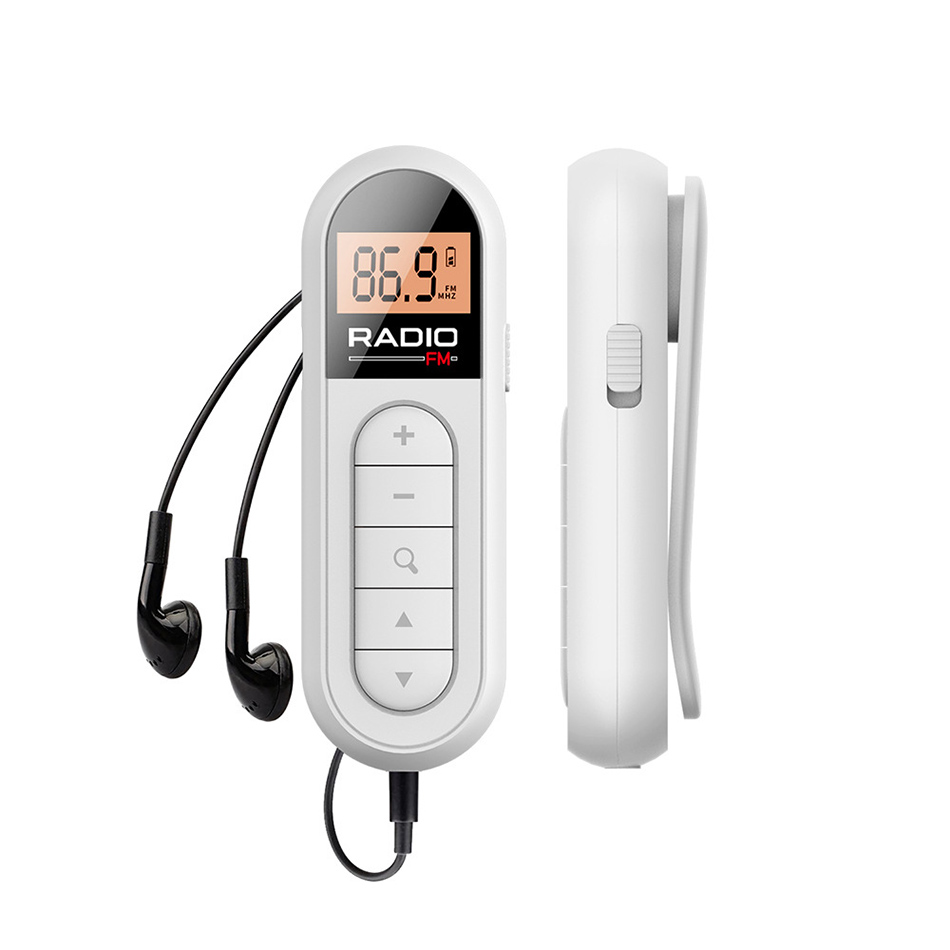 Taşınabilir Mini FM Radyo Geri Klip DSP Pocket Radio Alıcı LCD ile Şarj Edilebilir LCD Ekran 3,5 mm'lik kulaklıklar için koşu yürüyüşü yürüyüşü