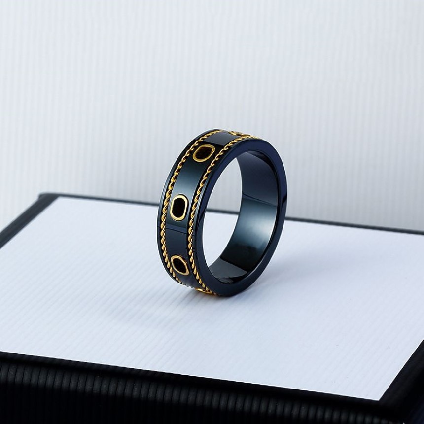 Designer sonneurs Love Ceramic Band G Letter SANS Noir Blanc pour les femmes Bijoux Gold Ring327S