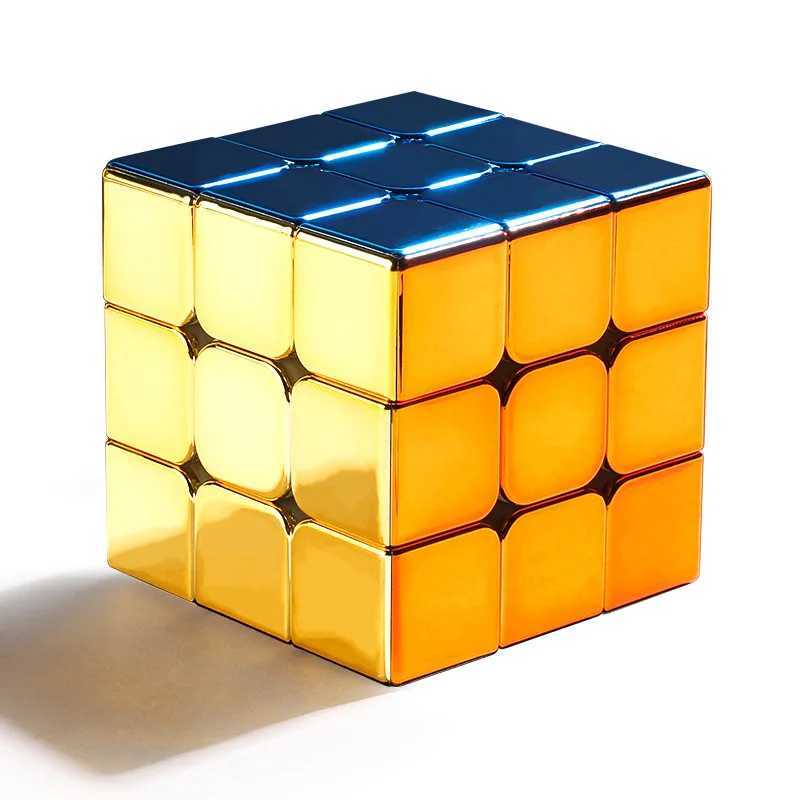 Magic Cubes SengSo Metal 3x3 Magnetic Golden Cubo Magic Cube Puzzle Speed Cibe M3 3x3x3 Magico Cubo Cibo Toy T240422
