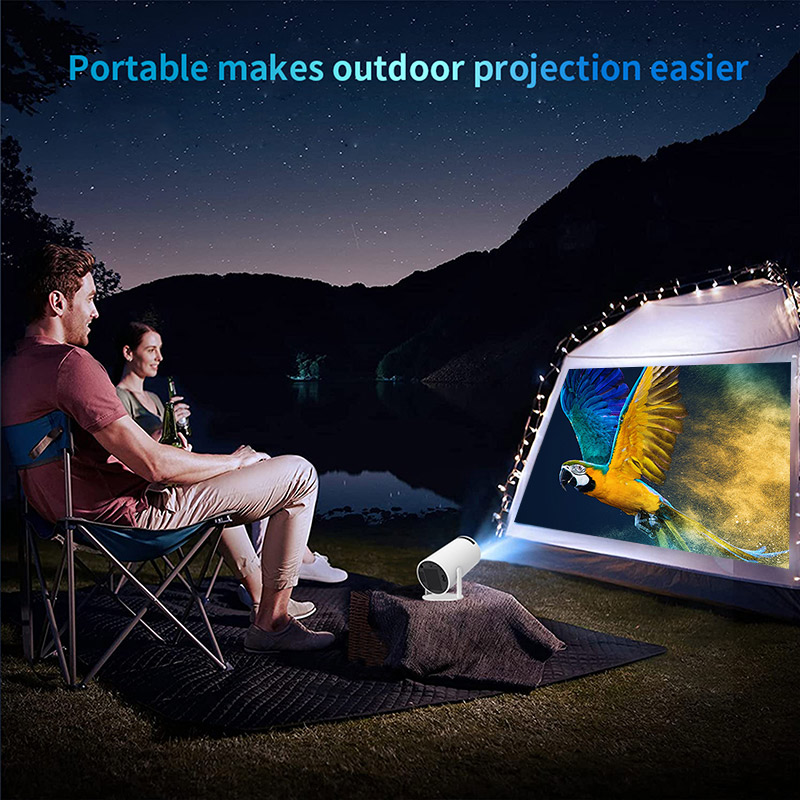 Mini -projektor, HY300 Portable Projector, 4K/200 ANSI -projektor med 2,4/5G WiFi och Bluetooth. Automatisk stege korrigering, 40-130 tum skärm, 180 ° Flip, Android 11.0