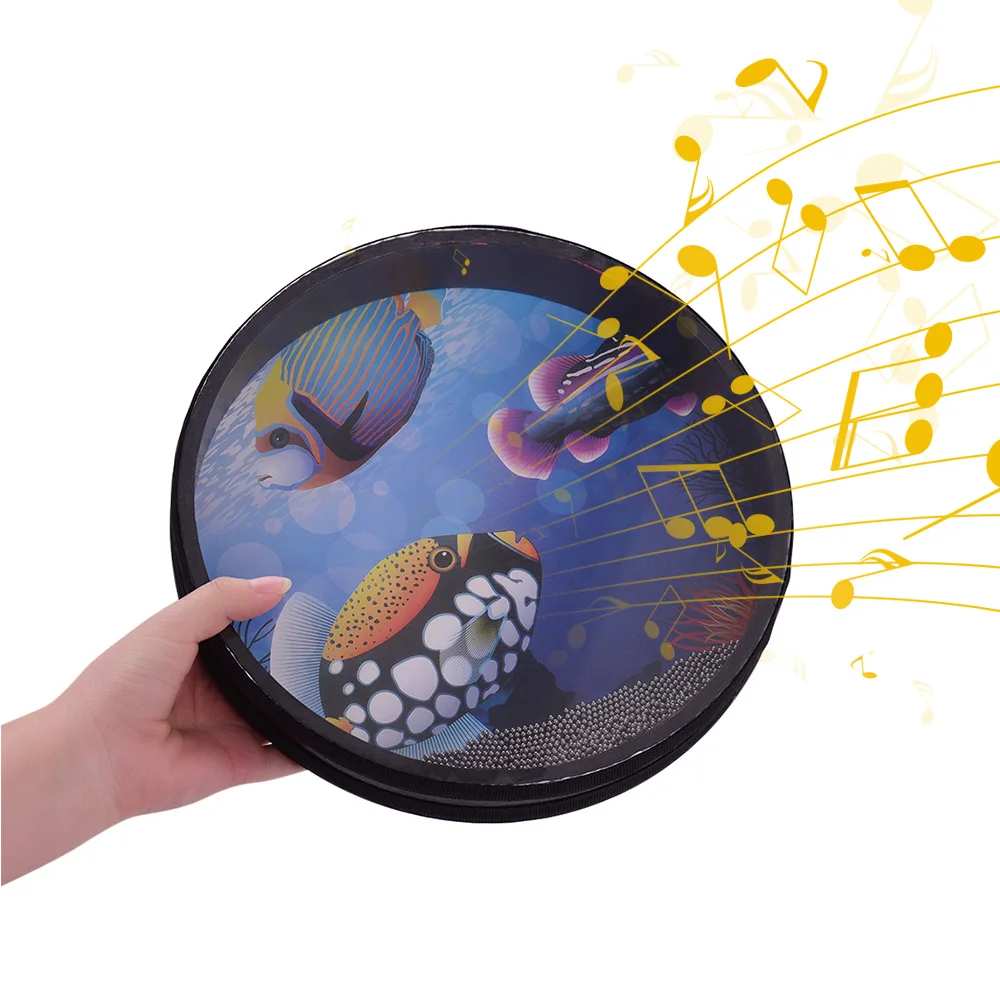 Instruments 8/10inch Hand Drum Solid Wooden Ocean Drum Sea Wave Drum Frame Drum Gentle Sea Wave Sound Musical Toy Three Types