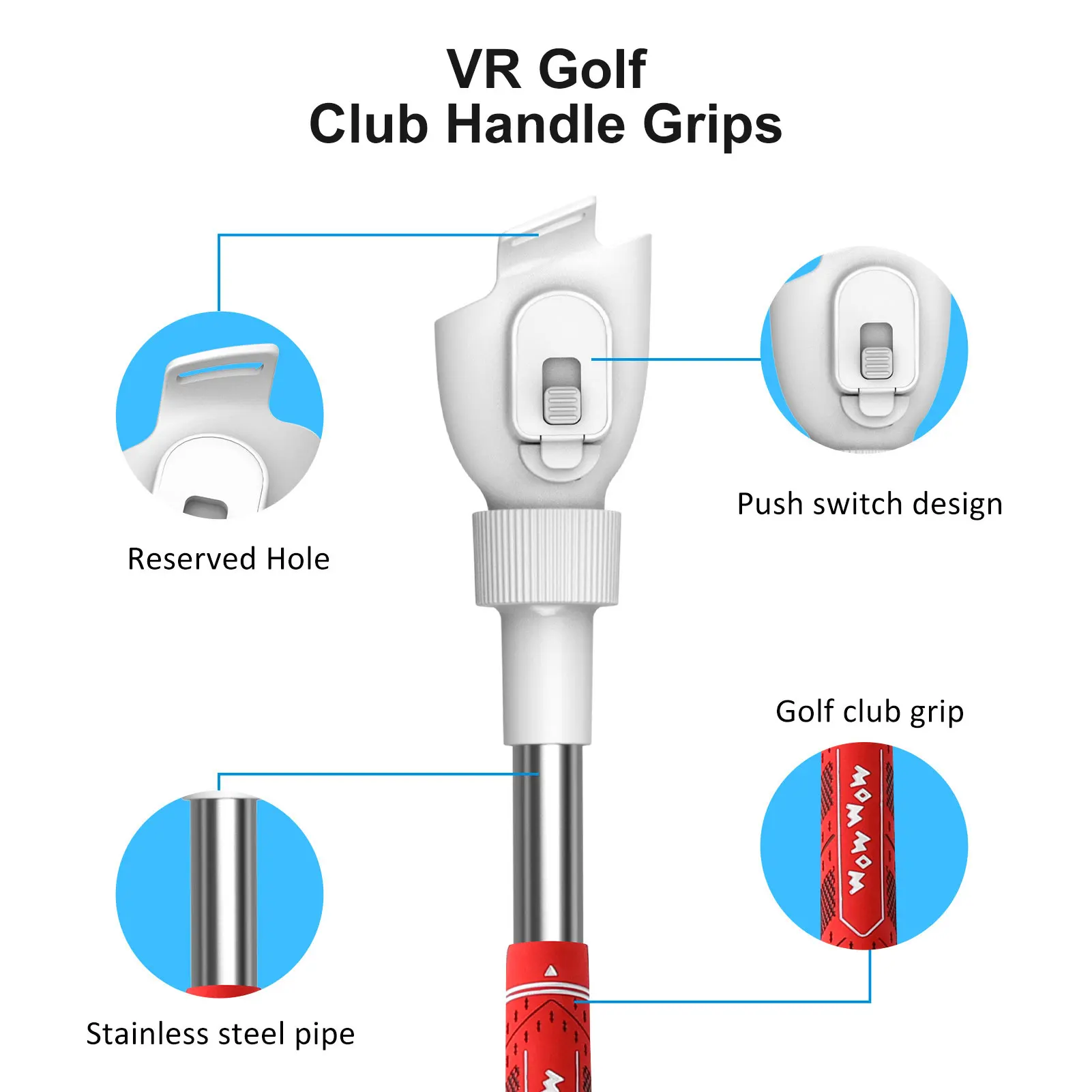 Accessoires Gates VR Golf Club Handle pour Oculu Quests 2 VR Golf Club Adaptateur Gandage Accessoires avec 2 Contrôleur Covers Golf Club