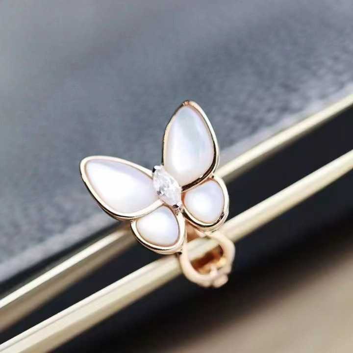 Designer -Charme 925 Sterling Silber Van Schmetterling Ohrringe mit 18 Karat Roségold weißer Fritillaria Präzision hoher Edition plattiert