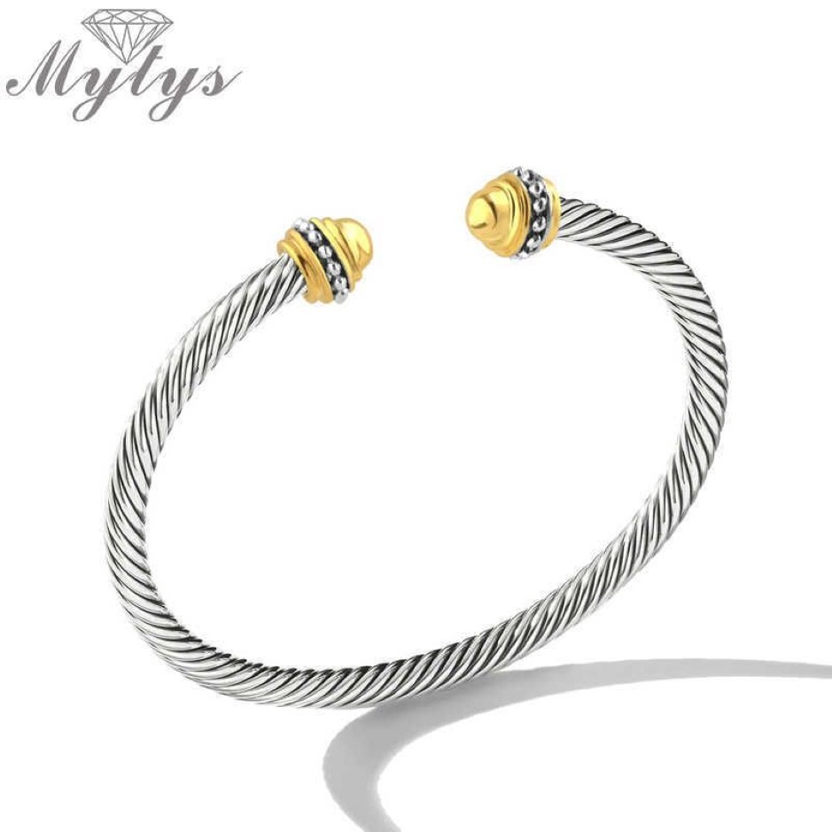Mytys Open Cuff Регулируемый проволочный кабельный браслет для женщин бренд ретро -антикварный браслет Элегантный красивый валентин Q0717256A