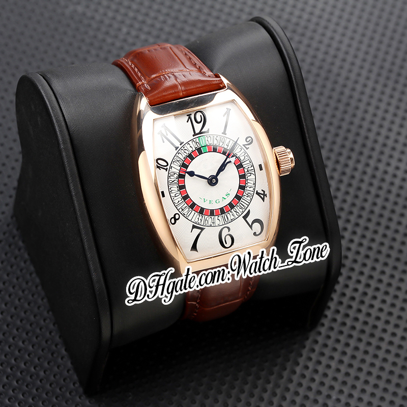 Vegas Edition Speciale Munegu 8880 Cal.Sk Automatic Homme montre un cadran blanc Rose Gold Brown Le cuir brun Hsf 39,5 mm Gents Watches