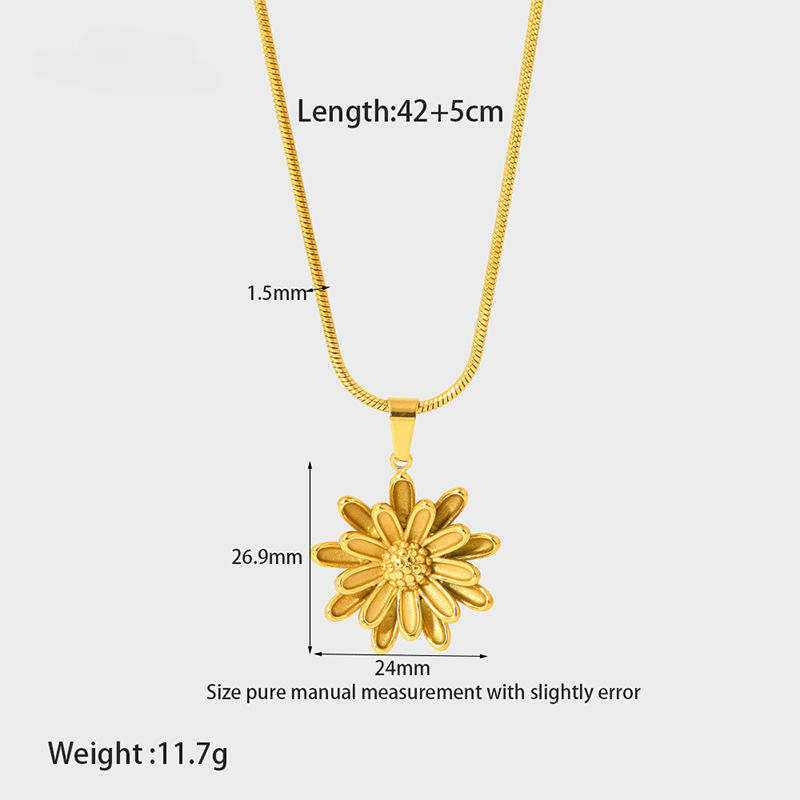 INS 18K Gold Double -yer Small Small Pendants Collier en acier inoxydable Bijoux de fleurs en acier inoxydable