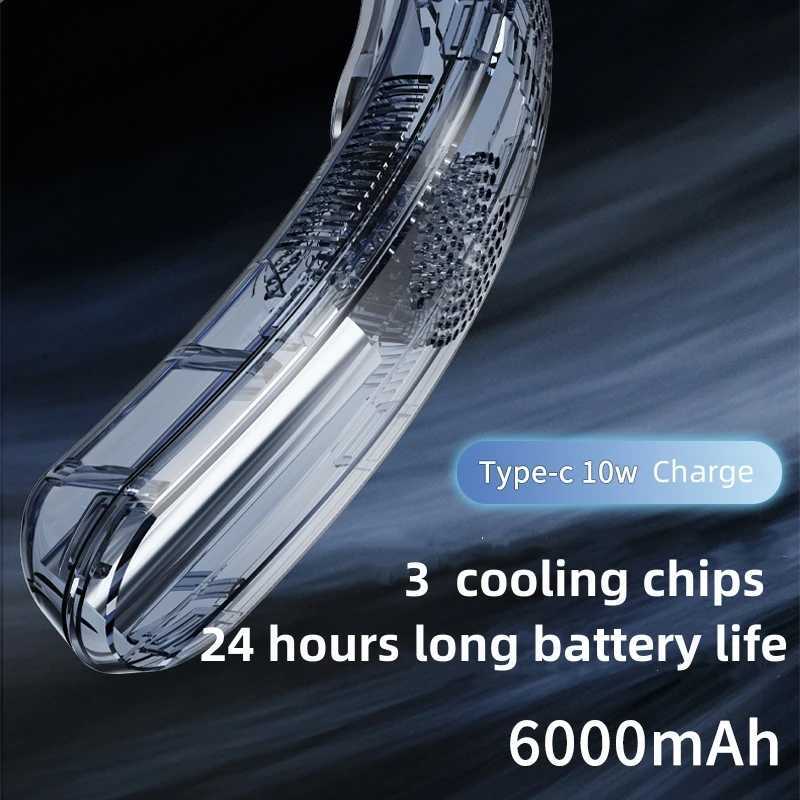Tragbare Luftkühler tragbare Nackenlüfter Mini Klimaanlage Kühler Blattloser Lüfter 6000mAh USB wiederaufladbare Hangkühlheizung Wearable Lüfter Y240422
