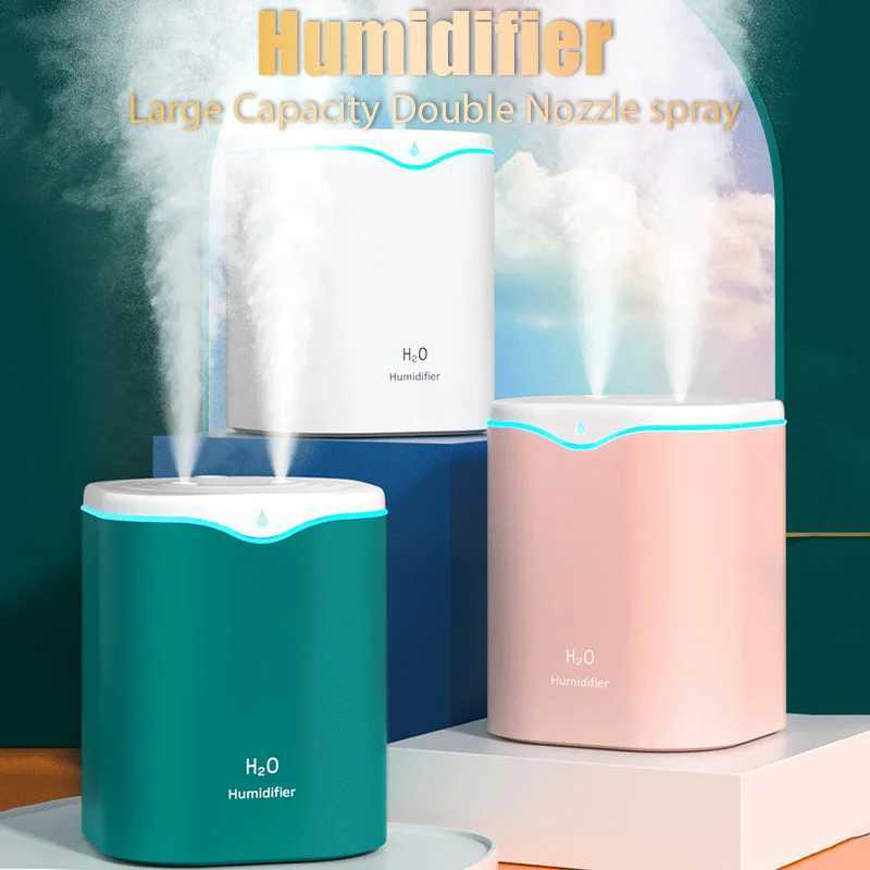 Luftbefeuchter USB tragbare Luftbefeuchter 2000 ml Haushalt Dual Spray Port ätherische Öl Aromatherapie Deodorant Kaltnebel Generator Zerstäubungs -Parfüm Y240422