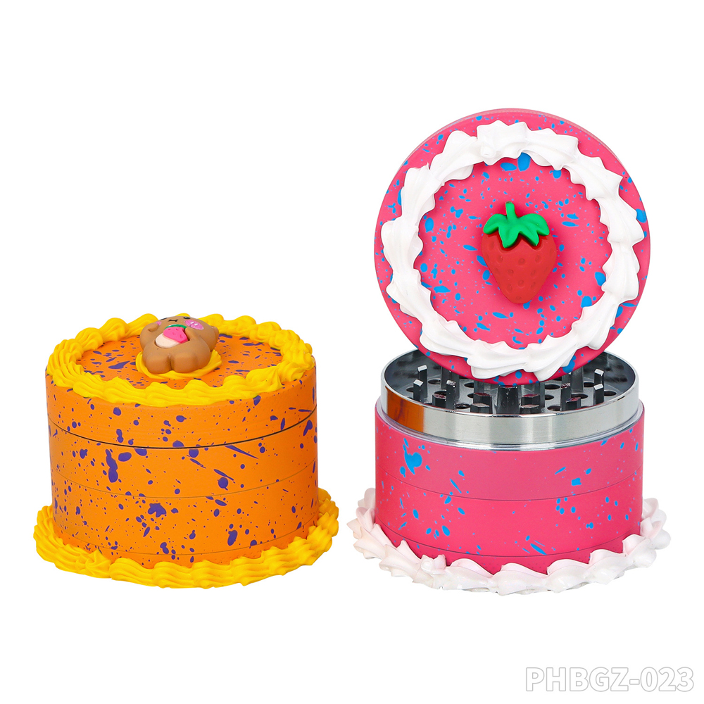 Gâteau d'anniversaire Forme en alliage zinc Grinder en métal 63 mm Smoke Accessoy Herb Tobacco Grinders 4 couches Herbes Crushers Coloreful Decoriated Grinders ACCESSOIRES