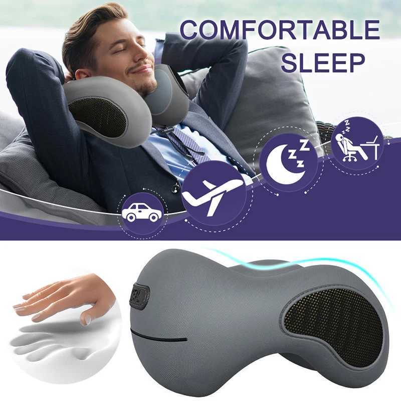 Electric massagers Memory foam core napping pillow Childrens napping pillow Multi functional travel U-shaped neck pillow massage sleep pillow Y240422