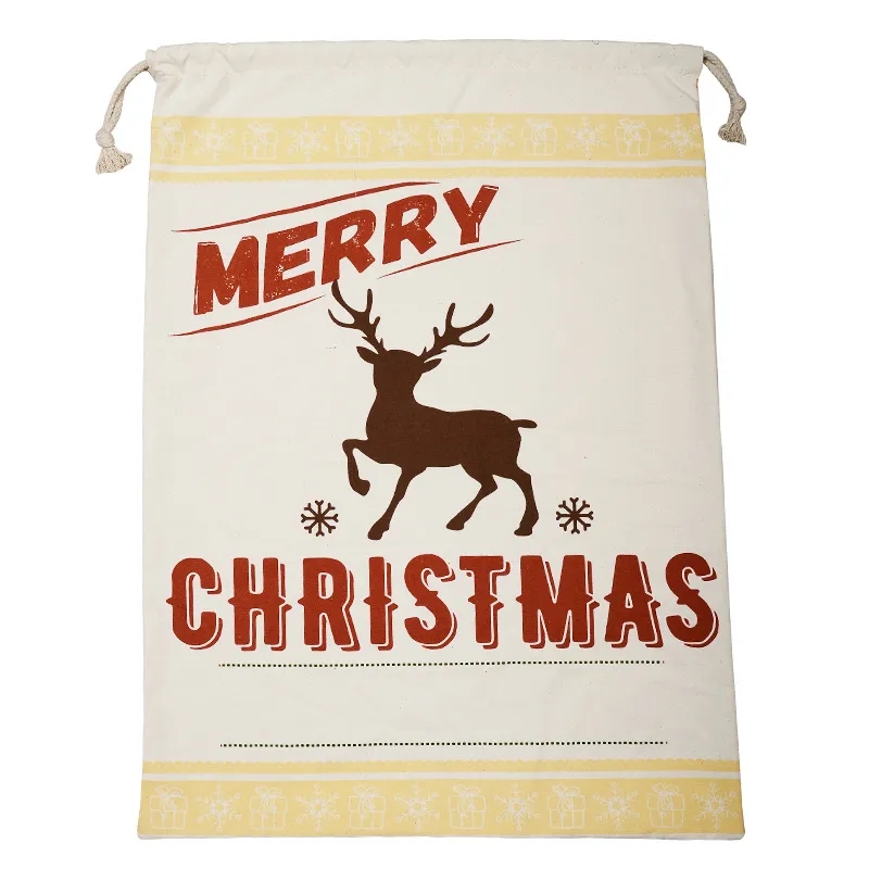Рождественские украшения родинец Санта -мешок 50*70 см холст рождественский подарок шнурка карманная мешка для вечеринки подарочная сумка для вечеринки