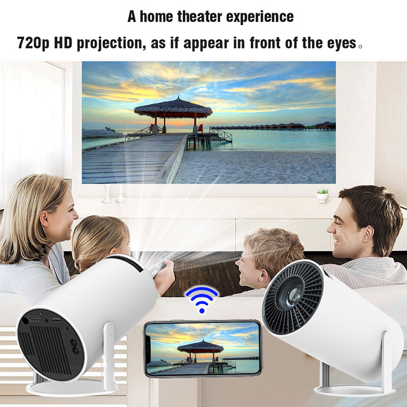 Mini Projector, HY300 Portable Projector, 4K/200 ANSI Projector z Wi -Fi 2.4/5G i Bluetooth. Automatyczna korekta drabiny, ekran 40-130 cali, 180 ° Flip, Android 11.0