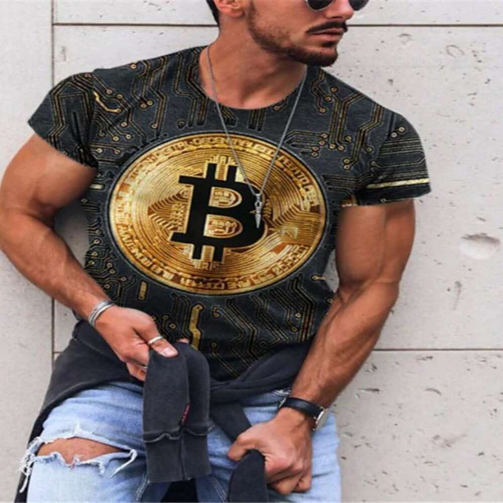 Summer New Youth Bitcoin Top 2020 Vestiti a vento Abiti asciutti 3D Digital Short Short Maniche