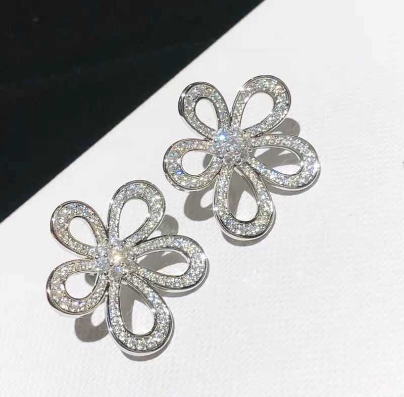 Designer Brand Fashion Van Big Earrings vol Sun Earrings 925 Silvertate 18K Gold Five Petal Sieraden