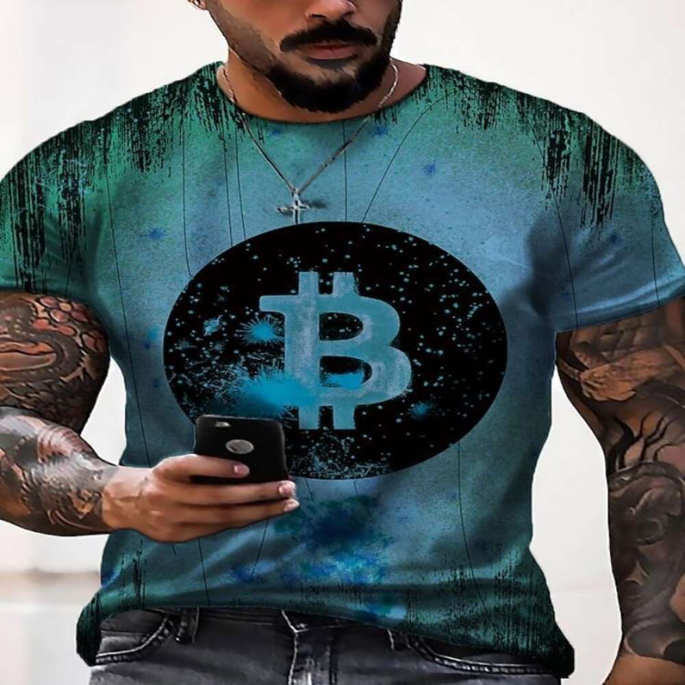 Summer New Youth Bitcoin Top 2020 Wind Speed Dry Clothes 3D Digital Printing Short Sleeved Men's