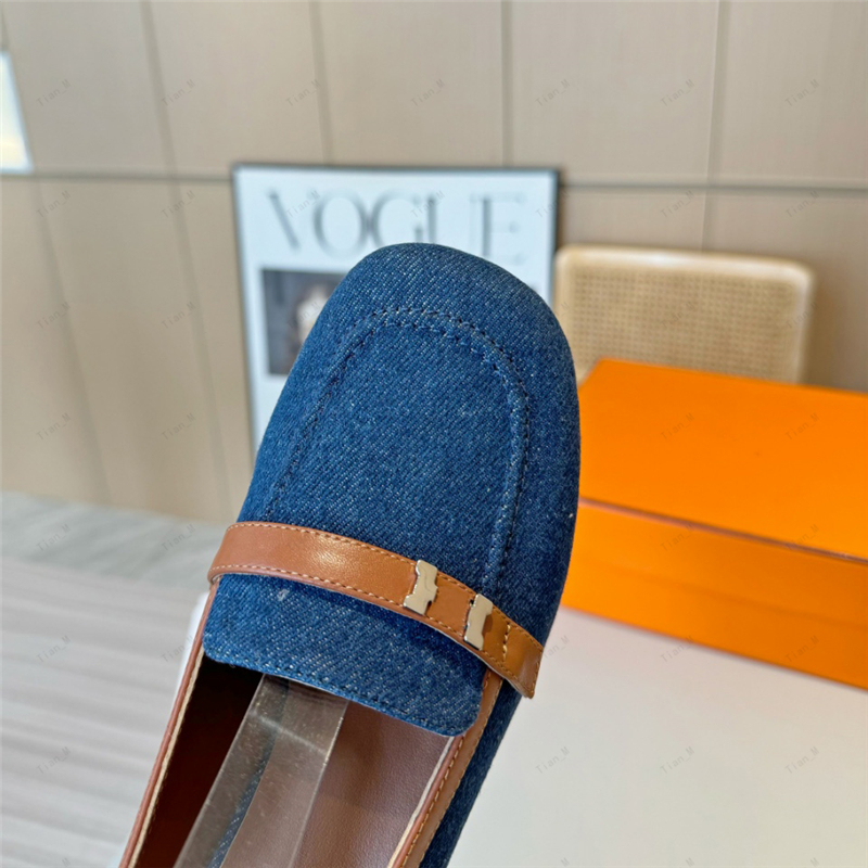 Nyaste toppkvalitet denim blå låg chunky häl kvinnor pumpar muller tofflor fyrkantiga tå slingbacks märke lyxdesigner casual damer back rem sommar sandaler