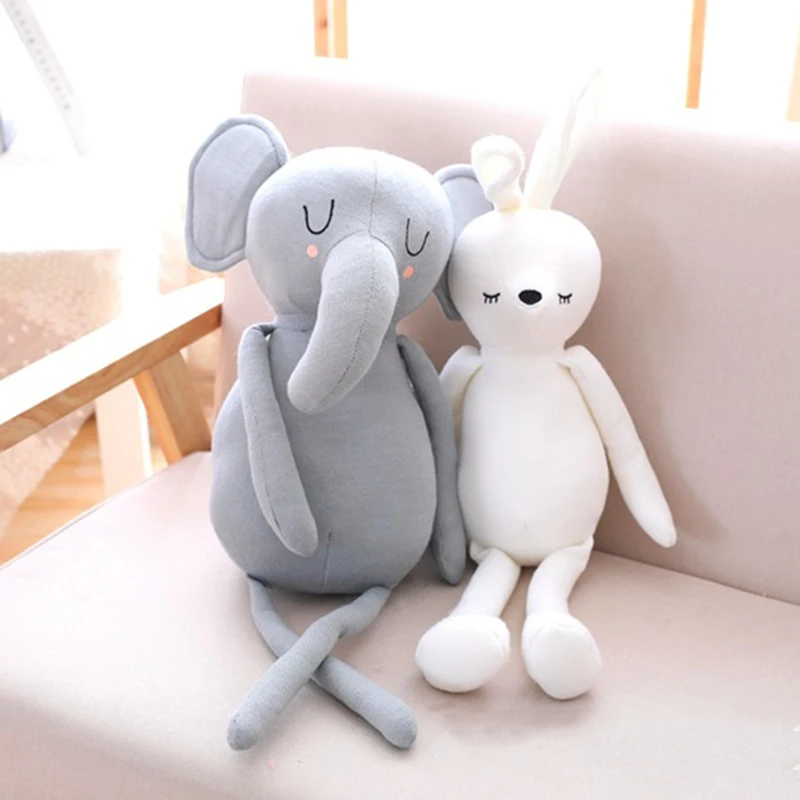 Dolls Cute Elephant Rabbit Pillows for Baby Girl Soft Stuffed Animal Toy Baby Bed Cushion Pillow Baby Room Decoration Kids Gift