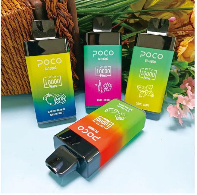 US Warehouse Poco BL 10000パフ充電式650mAh Vape Pen Batteryを備えた電子タバコ使い捨てペンと20mlのメッシュコイルカートリッジポッドパフ10k