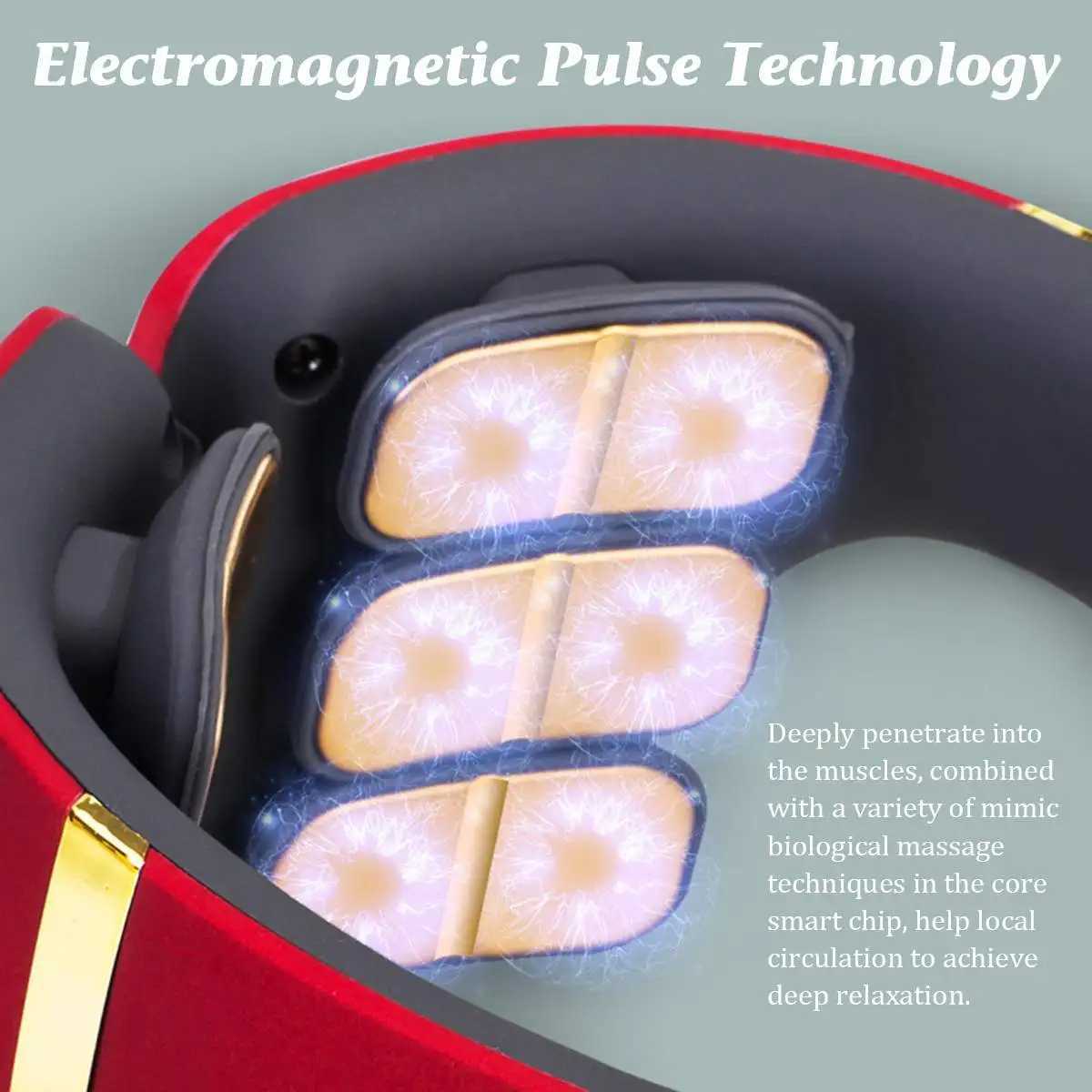 Electric massagers 12 Heads Neck Massager Electric Cervical Massage Pulse Magnetic Therapy Hot Compress Neck Protector 15 Gears WIth Remote Control Y240422