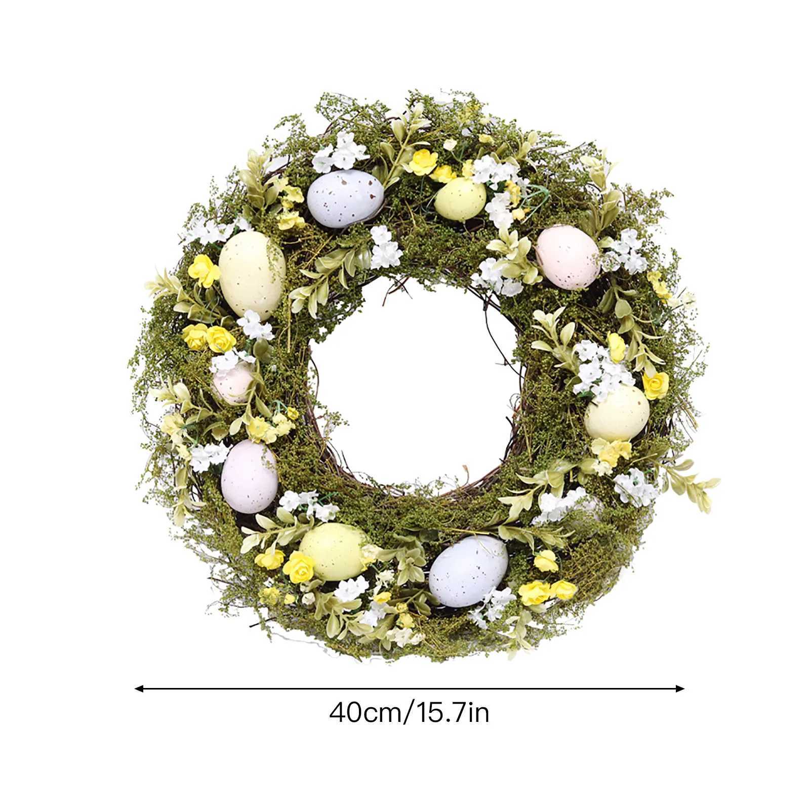 Fausse verdure florale 40 cm oeuf de Pâques jardin de feuilles de fleurs artificielles utilisées pour les portes avant de la maison