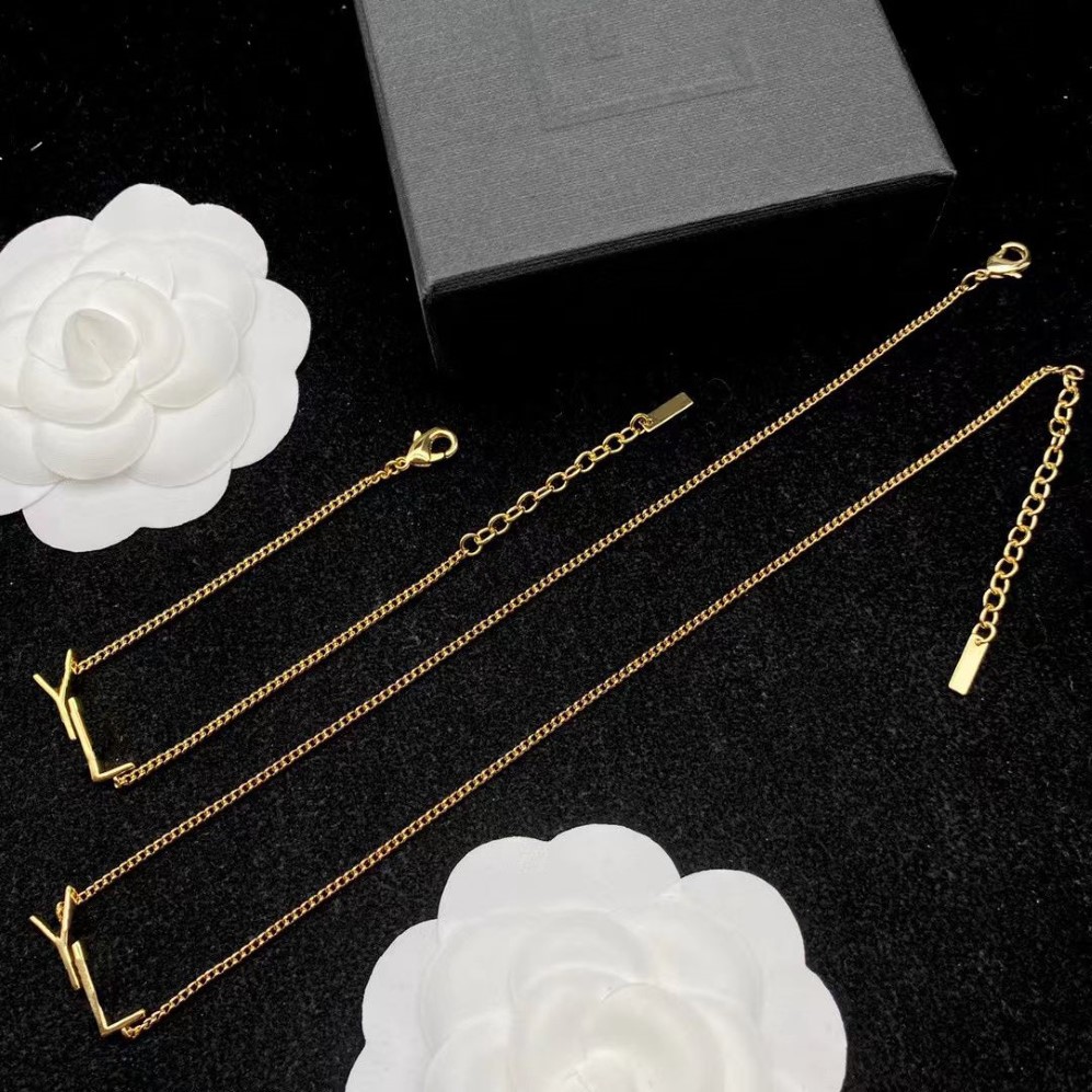Fashion Necklace Set Designer Jewelry Luxury Initials Alloy Pendant Necklace Golden Chain Earring For Women Bracelet Letter2501