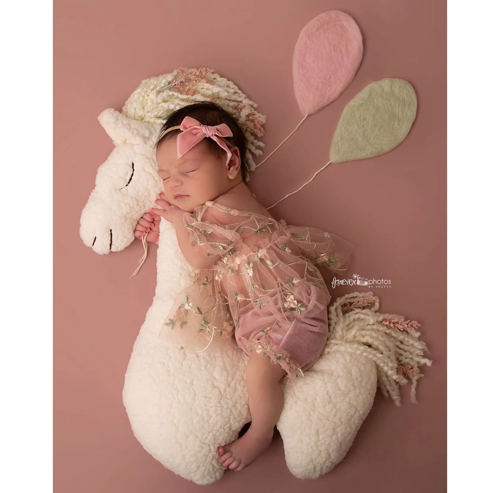 Dolls 2022 Newborn Baby Photography Props Accessories Horse Posing Pillow Cushion Unicorn Toy For Bebe Boys Girl Fotoshooting Studio