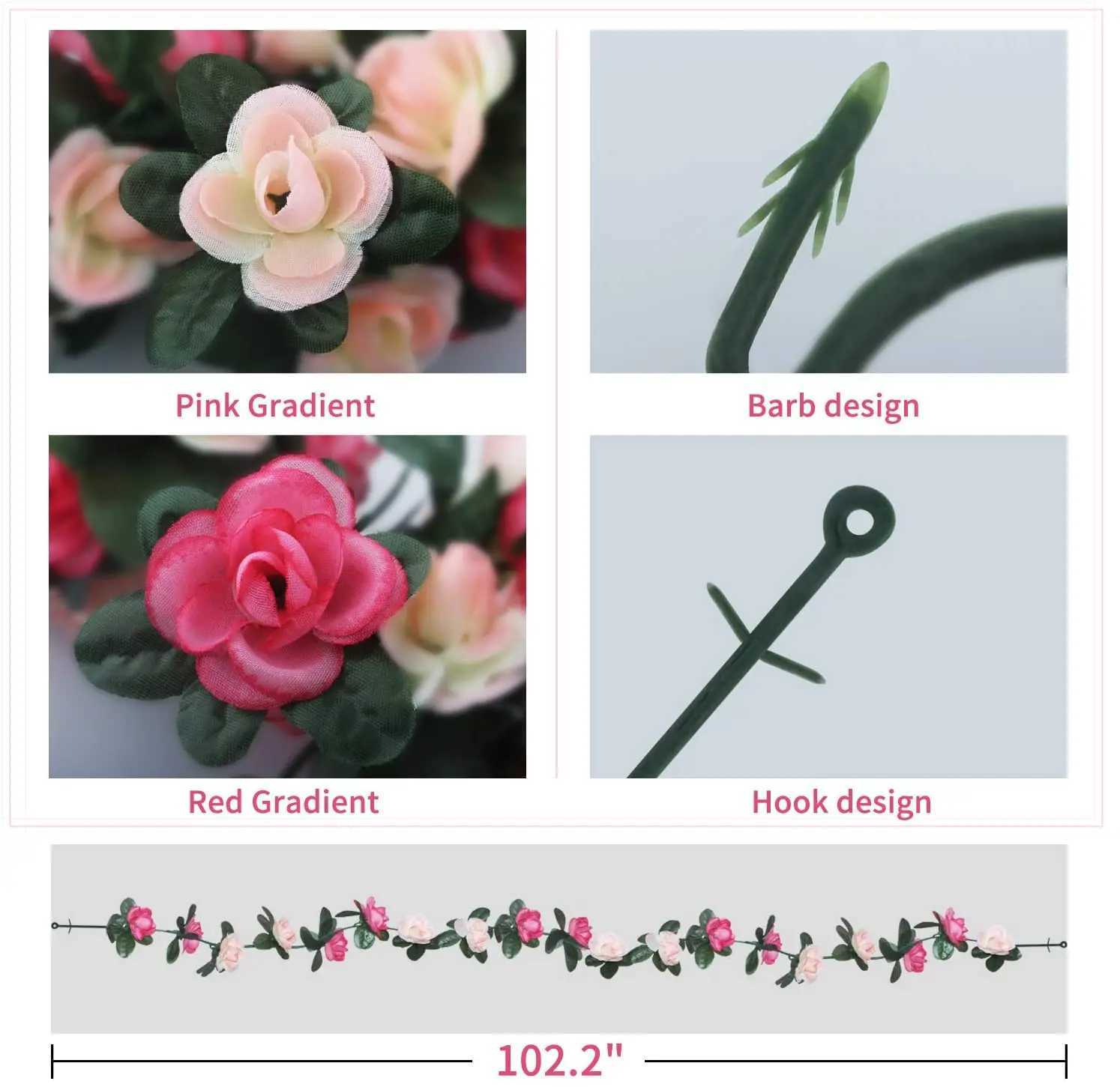 Faux floral verdure 2m de fleur de rose violette garland plants artificiels fausses fleurs de vigne rose suspendues ivy pour la fête de mariage décoration murale t240422