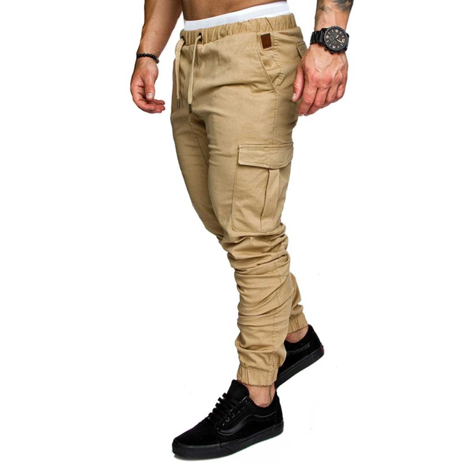 Men's Pants Picklion New Men Joggers Cargo Pants Solid Color Elastic Long Casual Trousers Pantn Homme Military Army Pants Men Leggings Y240422