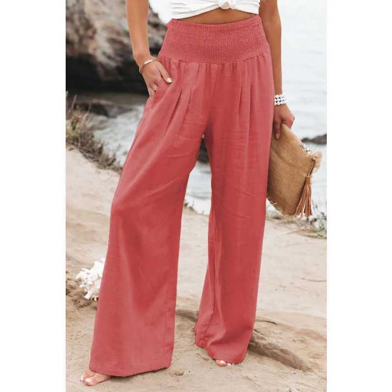 Women's Pants Capris Spring/Summer Leisure Wide Legged Cotton Linen Loose Pants Womens Pants Clothing Womens Pants Y240422