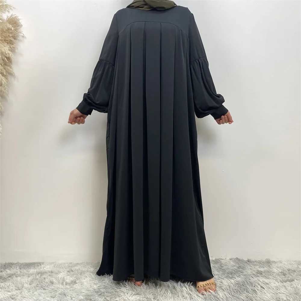 Ethnic Clothing Shimmer Abayas Bishop Sleeves muzułmańska kobieta odzież Maxi sukienki luźne Dubaj Turkish Skromne stroje swobodny islam Ramadan eid D240419