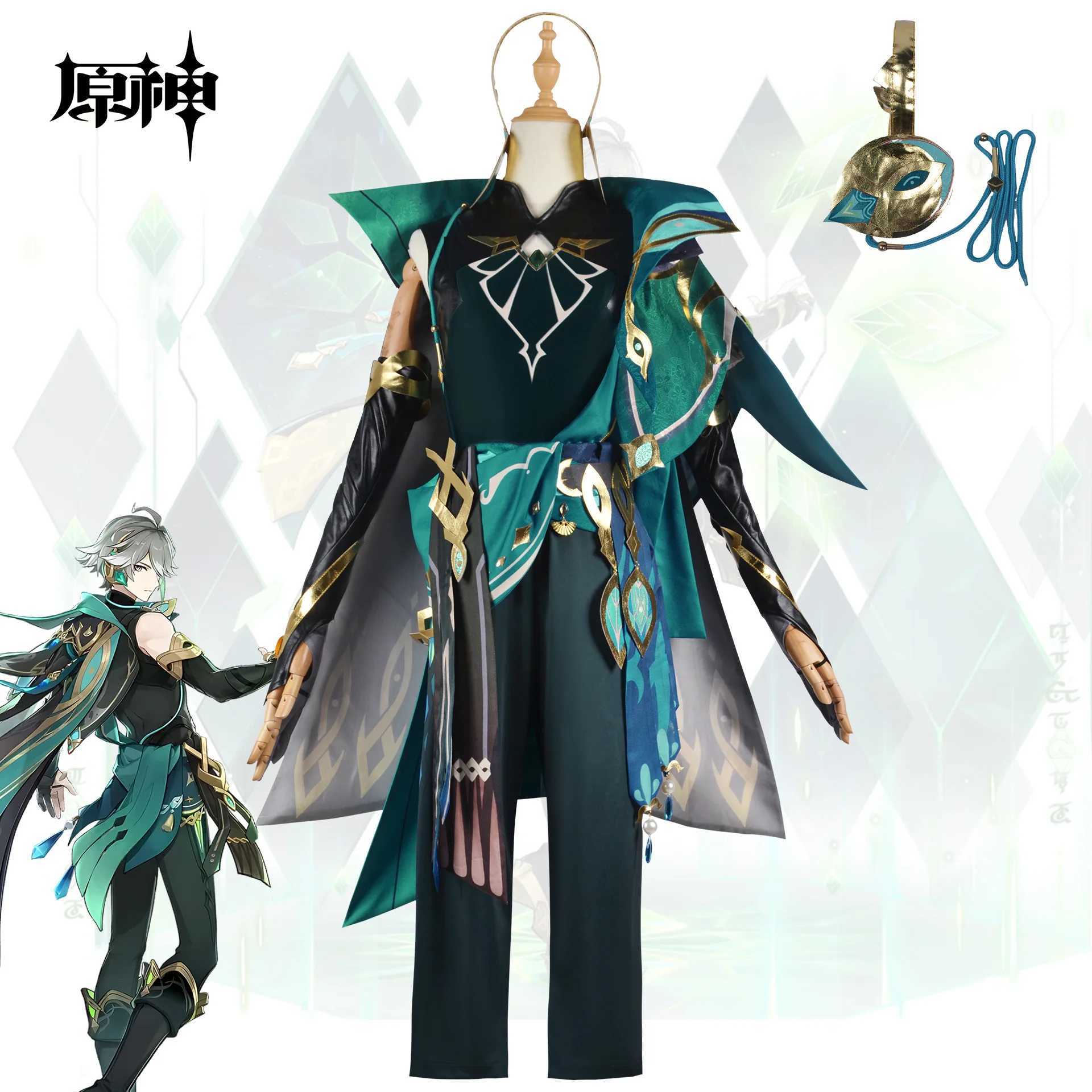 Costumes de anime genshin alhaitham cosplay vêm genshin impacto al haitham cosplay peruca cinza sumeru fullfits com roupas de fone de ouvido y240422