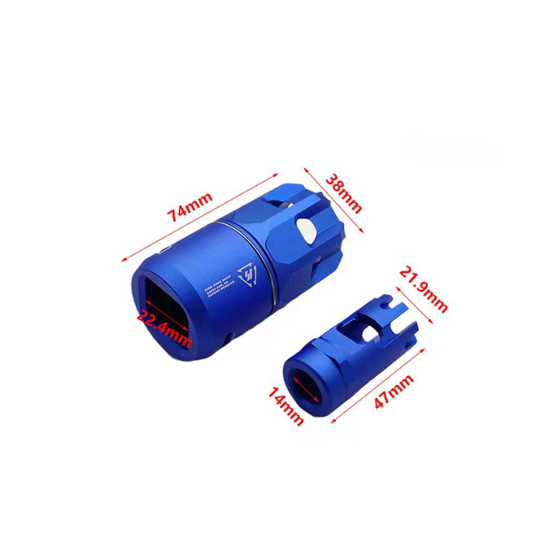 Taktiska airsoft -tillbehör SI förtryckar metalldekorativa mössa med 14 mm omvänd tänder för JM/416/FTM