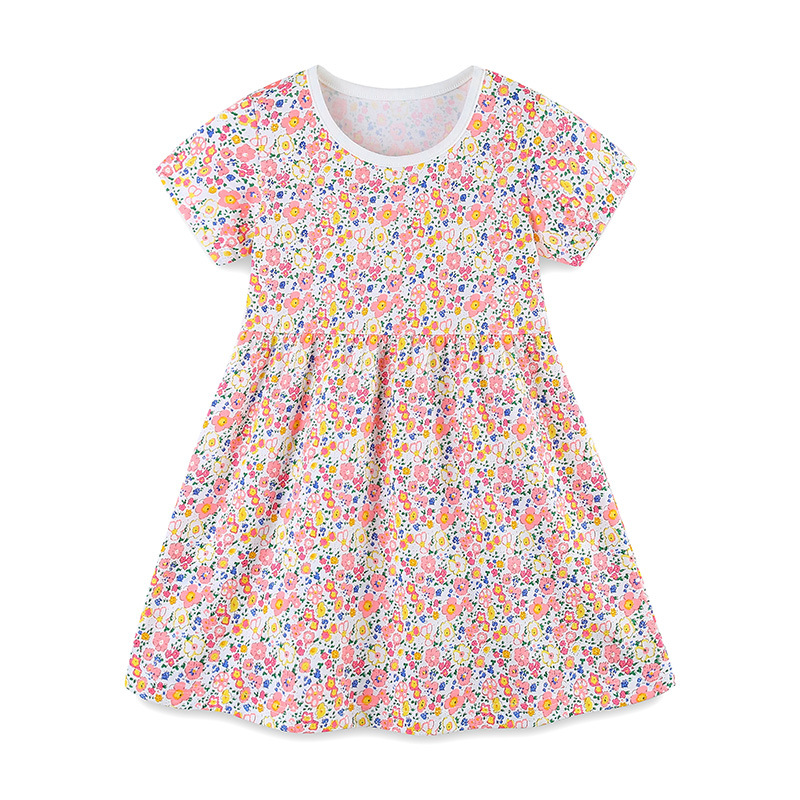 Robe de filles de style européen et américain robe de princesse florale 2024 Robe de nouveau pour enfants d'été