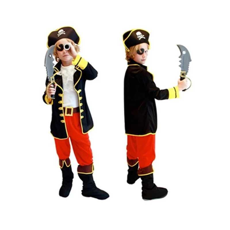 Anime kostymer hallown kommer barn pojkar pirat kommer barn kapten jack cosplay set till jul nyår purim piratkläder y240422