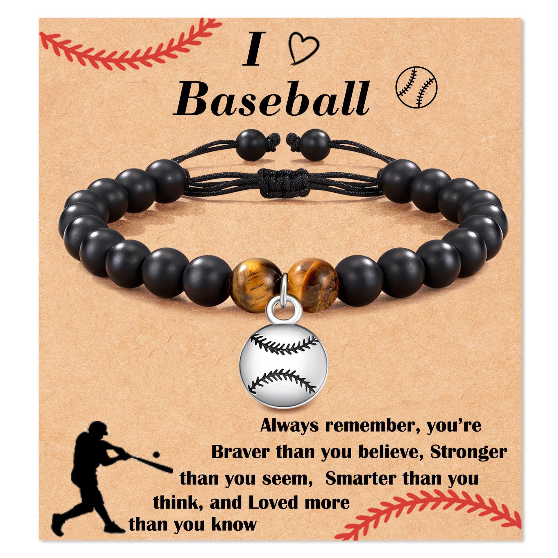 Sports Bracelet TO My Son Black Matte Basketball Pendant Bracelet Tiger Eye Stone Woven Black Matte Boy Girl Jewelry Charm Gift Fashion Wholesale 7 Design #078