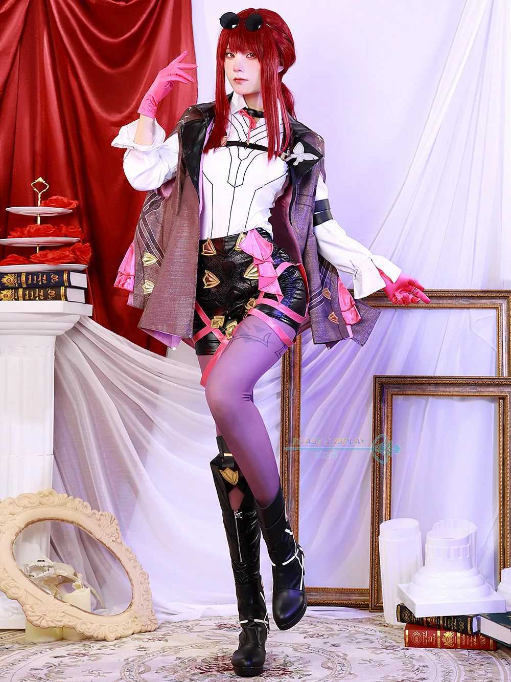 애니메이션 의상 Kafka Cosplay 게임 코스프레 Honkai 스타 레일 카프카 코스프레로 오는 가발 전체 세트 Hallown Carnival Party Anime Cos Secle Suits Y240422