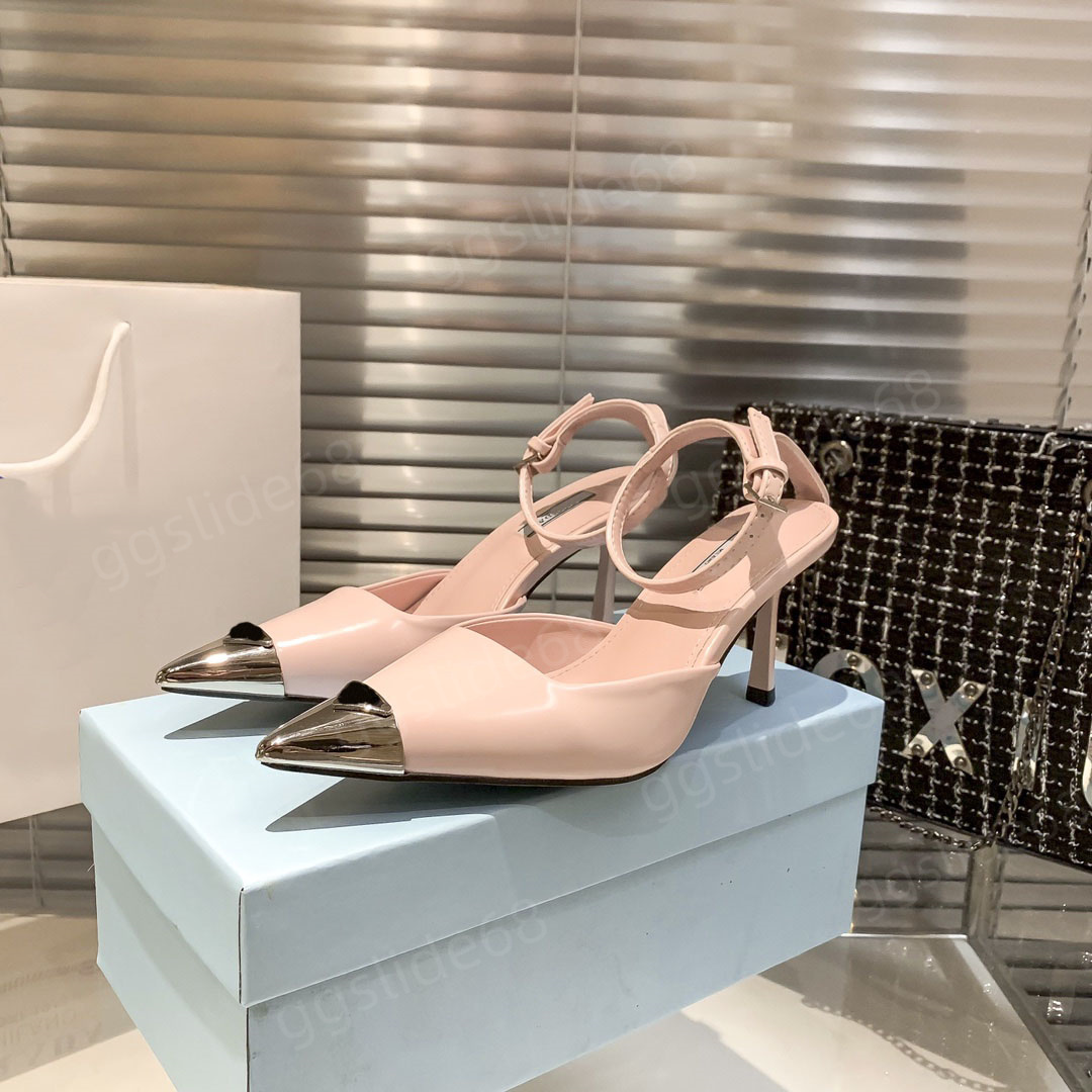 Mode Formele P Triangle Sandalen Pointed High Heel Single Shoe Kitten Heels Sandaal voor vrouwen Zwart Wit Pink Dress Shoes Maat 35-40