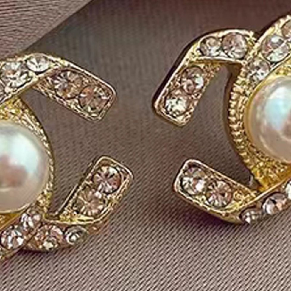 CHANNEL Stud Earrings Pearl Diamond Drop Gold Earrings Designer for Woman Fashion Brand Not Fade Silver Wedding earings285d