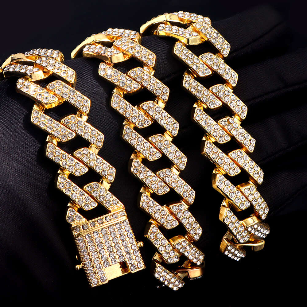 Iced Out Cuban Chain Necklace for Men Women Bling Rhinestones Choker Punk Hip Hop Jewelry Gift