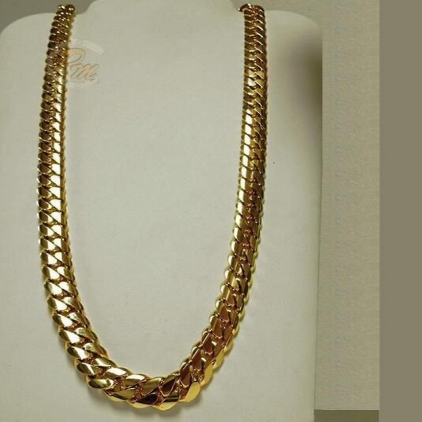 14k Gold Miami Men's Cuban Curb Link Chain Halsband 24 283N