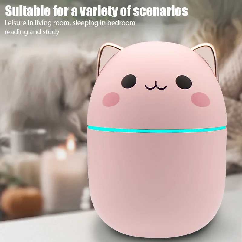 Humidificateurs Mini charmant humidificateur Humidificateur essentiel Humidificateur Humidificateur Mémale Perfurgage Diffuseur Perfuseur Cold Fog Générateur Y240422