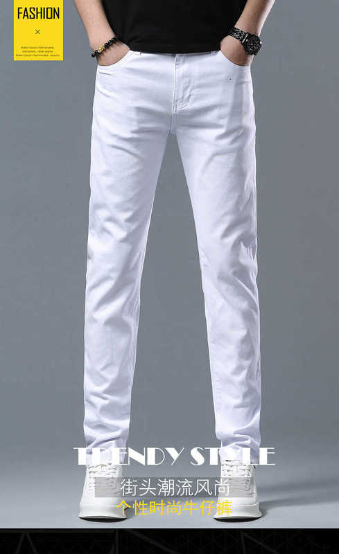 Designer di jeans maschile 2023 White Spring e Autunno New Slim Fit Small Fashion Brand Pants Casual Light MW3N