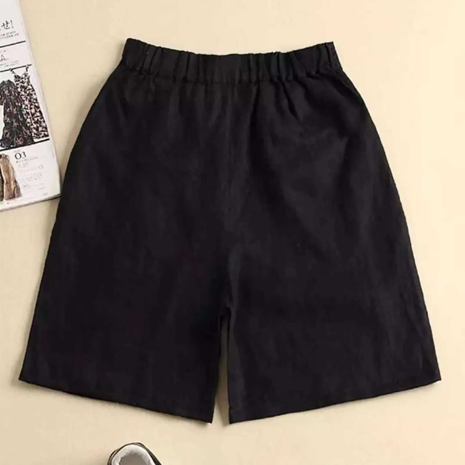 Women's Pants Capris Elastic Shorts For Women Breathable Loose Cotton And Linen Half Length Pants Retro Basic Cozy Pant Womens Shorts With Pocket Y240422